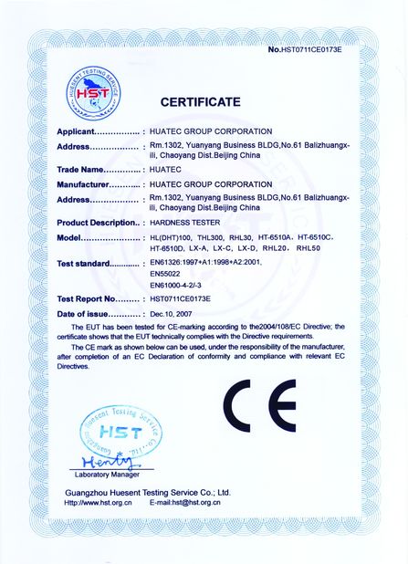 Chine HUATEC GROUP CORPORATION certifications